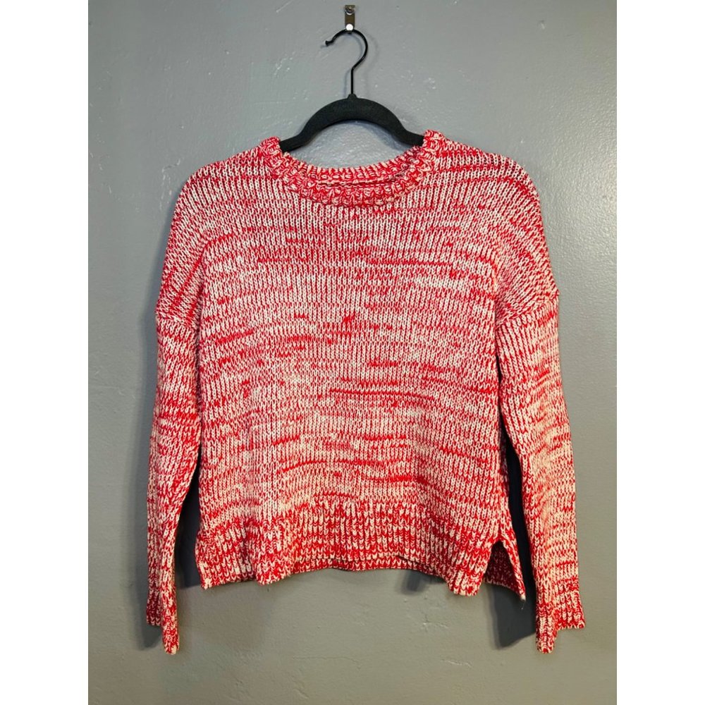 Lucky Brand Pink and White Kitted Chunky Sweater Size XS